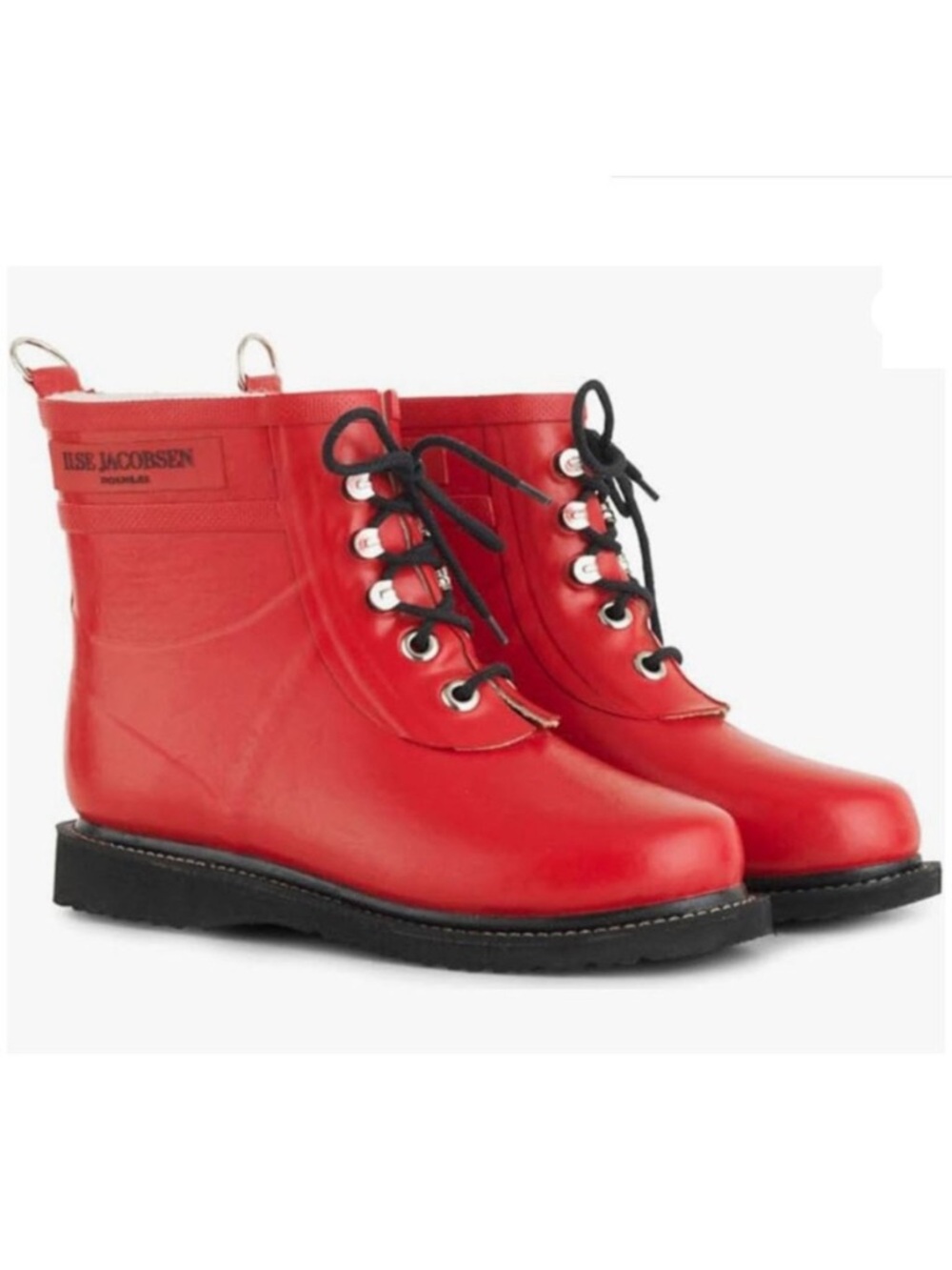 Ilse Jacobsen Cherry Lace-Up Rain Boots Fleece Lined Rubber RUB2 EU 38